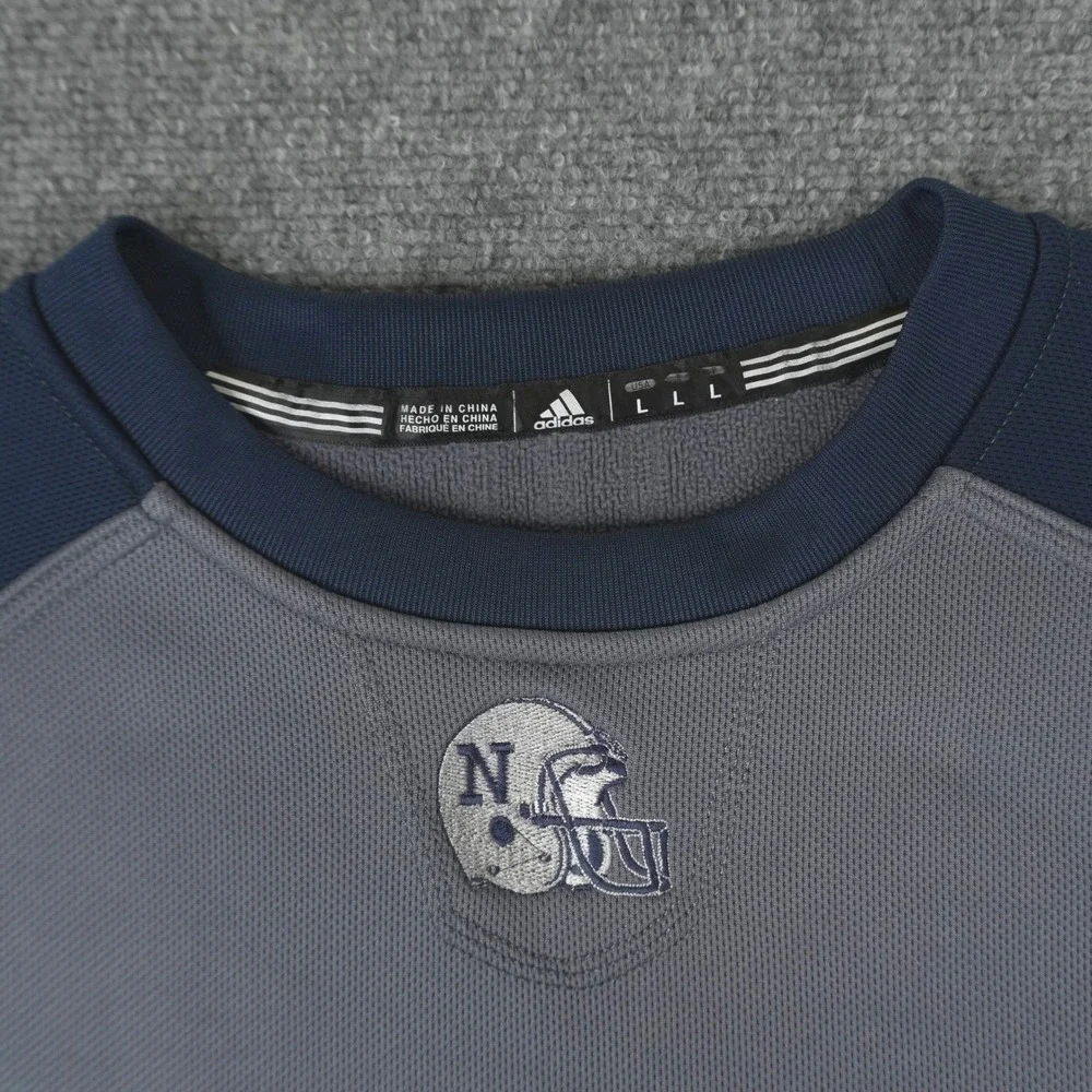Adidas Pullover Mens Large Grey Navy Blue‎ Midshipmen Football Helmet Raglan L